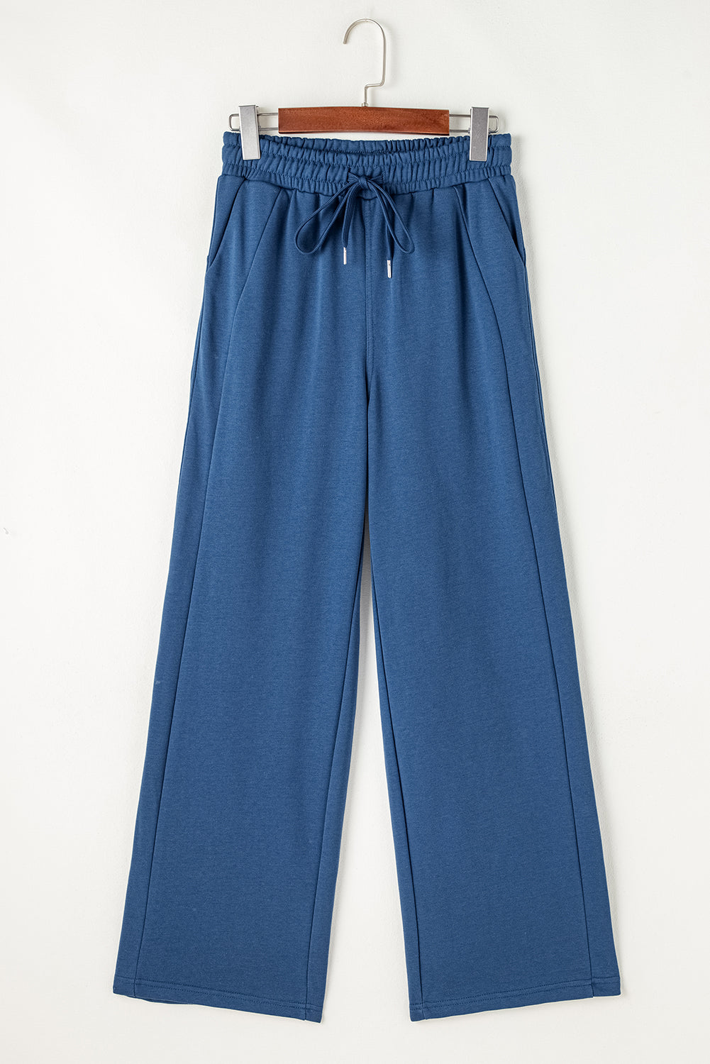 Sail Blue Drawstring High Waist Wide Leg Pocketed Sweatpants-Chaelisa's New Jammies