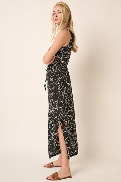 Mittoshop Side Slit Flower Print V-Neck Sleeveless Dress-Chaelisa's New Jammies