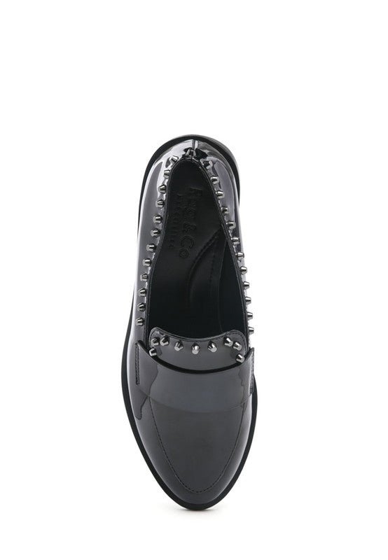 EMILIA Black Shine Forever Stud Penny Loafers - Chaelisa's New Jammies