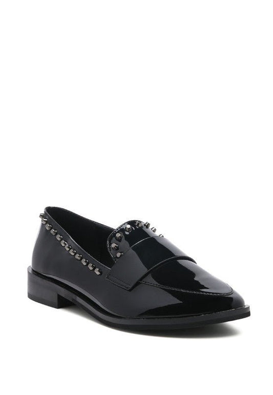 EMILIA Black Shine Forever Stud Penny Loafers - Chaelisa's New Jammies