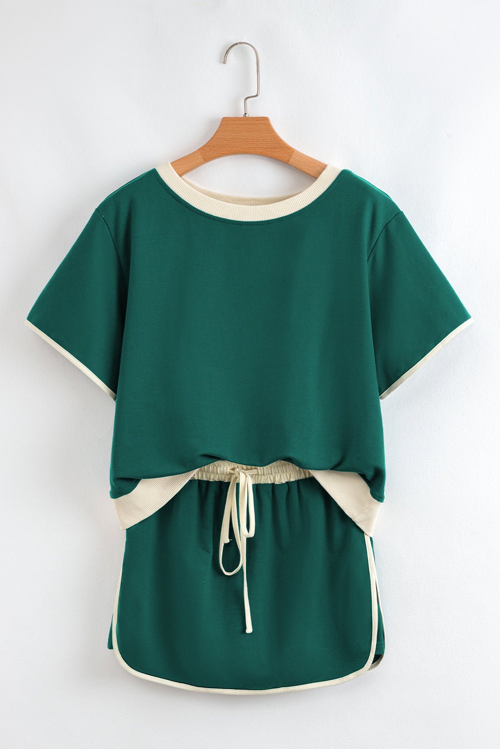 Evergreen Colorblock Edge Drop Shoulder T Shirt and Skort 2Pcs Set - Chaelisa's New Jammies