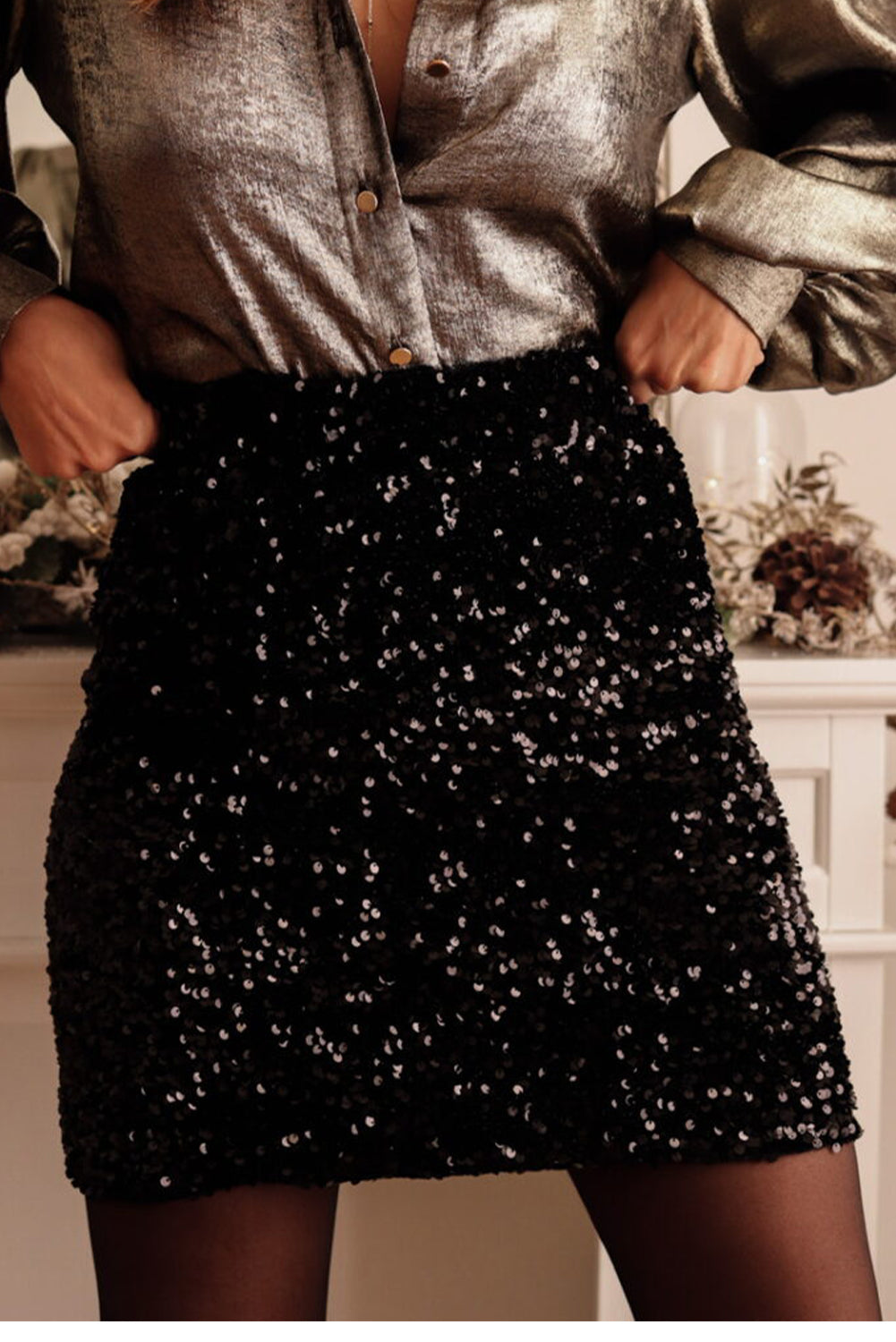 Black Sequin Bodycon Mini Skirt-Chaelisa's New Jammies