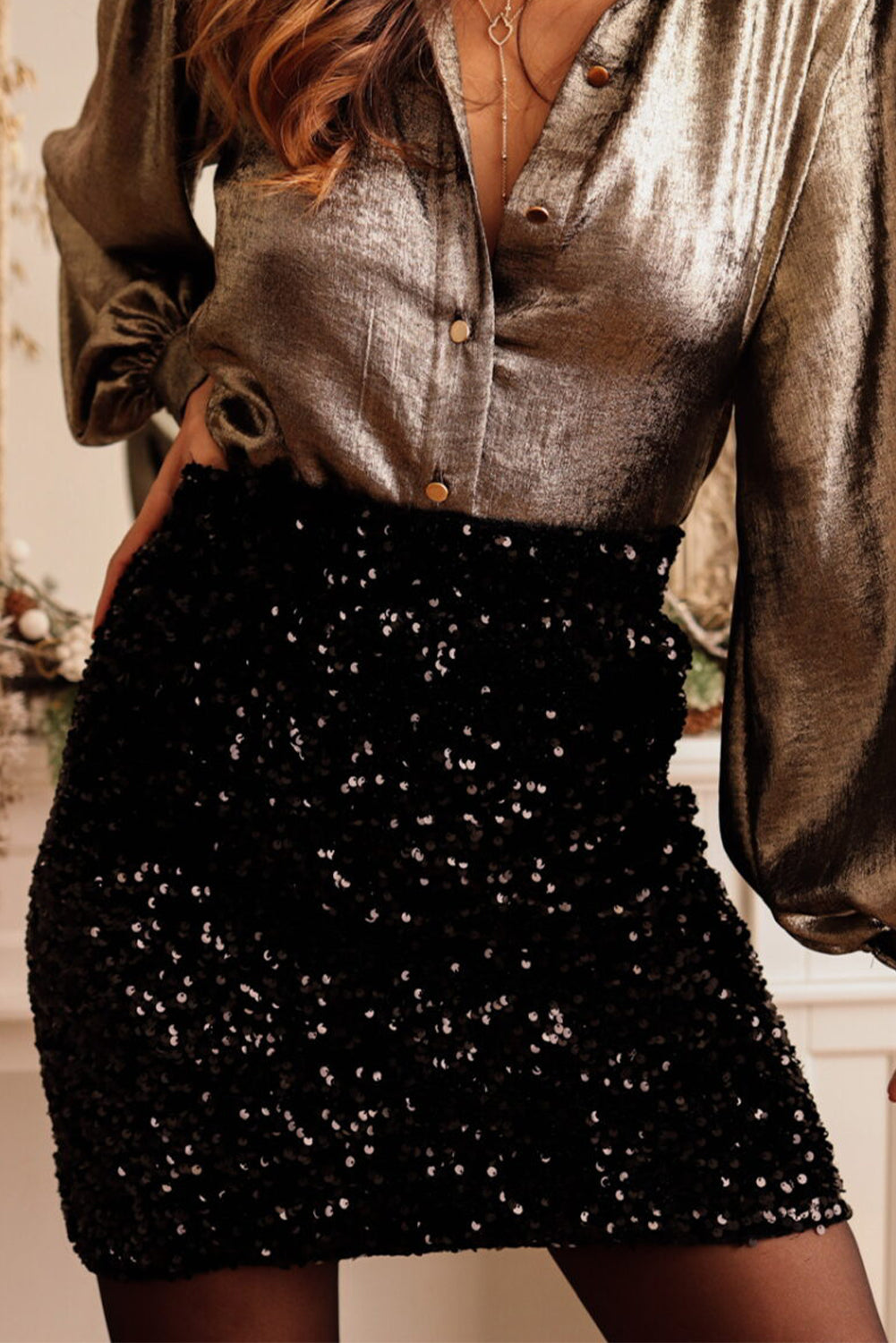 Black Sequin Bodycon Mini Skirt-Chaelisa's New Jammies