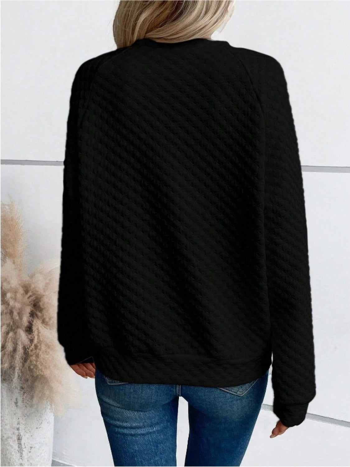 Notched Long Sleeve Sweatshirt-Chaelisa's New Jammies