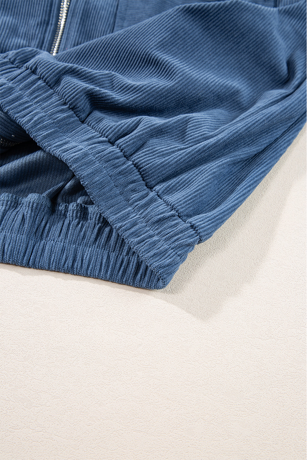 Real Teal Corduroy Drawstring Hooded Pocket Zip Up Jacket-Chaelisa's New Jammies