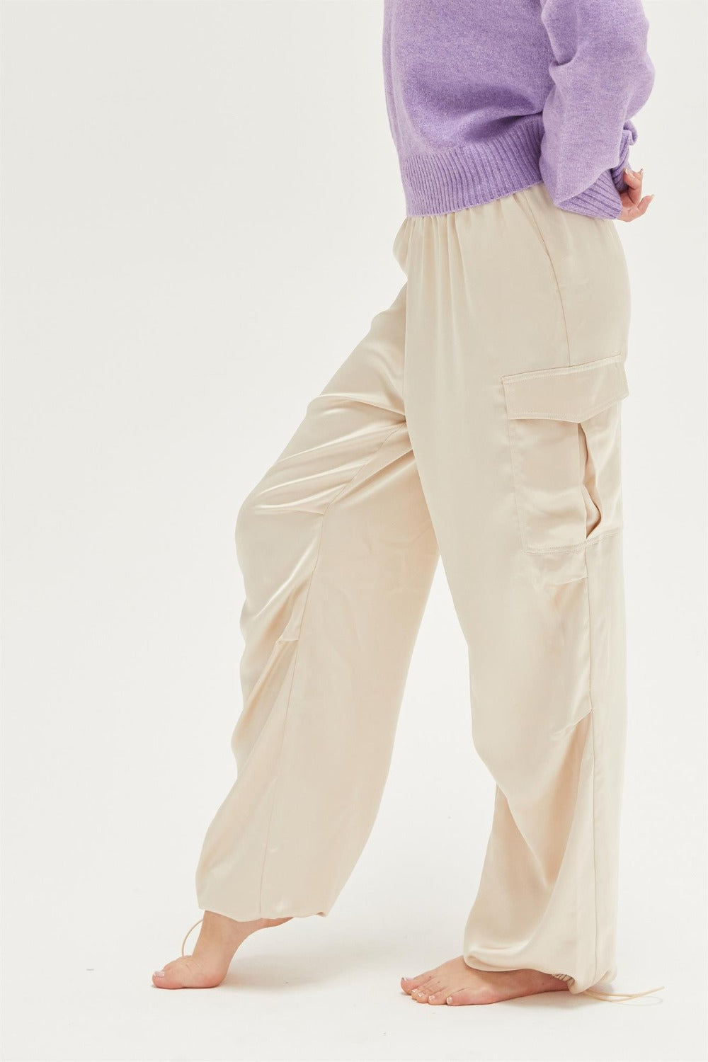 HYFVE Approach Satin Drawstring Hem Cargo Pants-Chaelisa's New Jammies