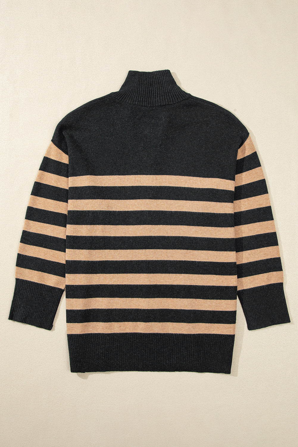 Black Stripe Collared Quarter Zipper Oversized Sweater-Chaelisa's New Jammies
