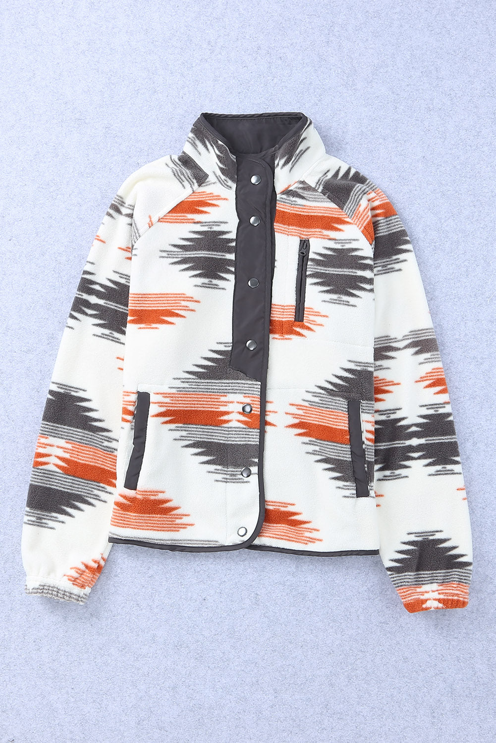 Gray Western Aztec Snap Buttoned Fleece Jacket-Chaelisa's New Jammies
