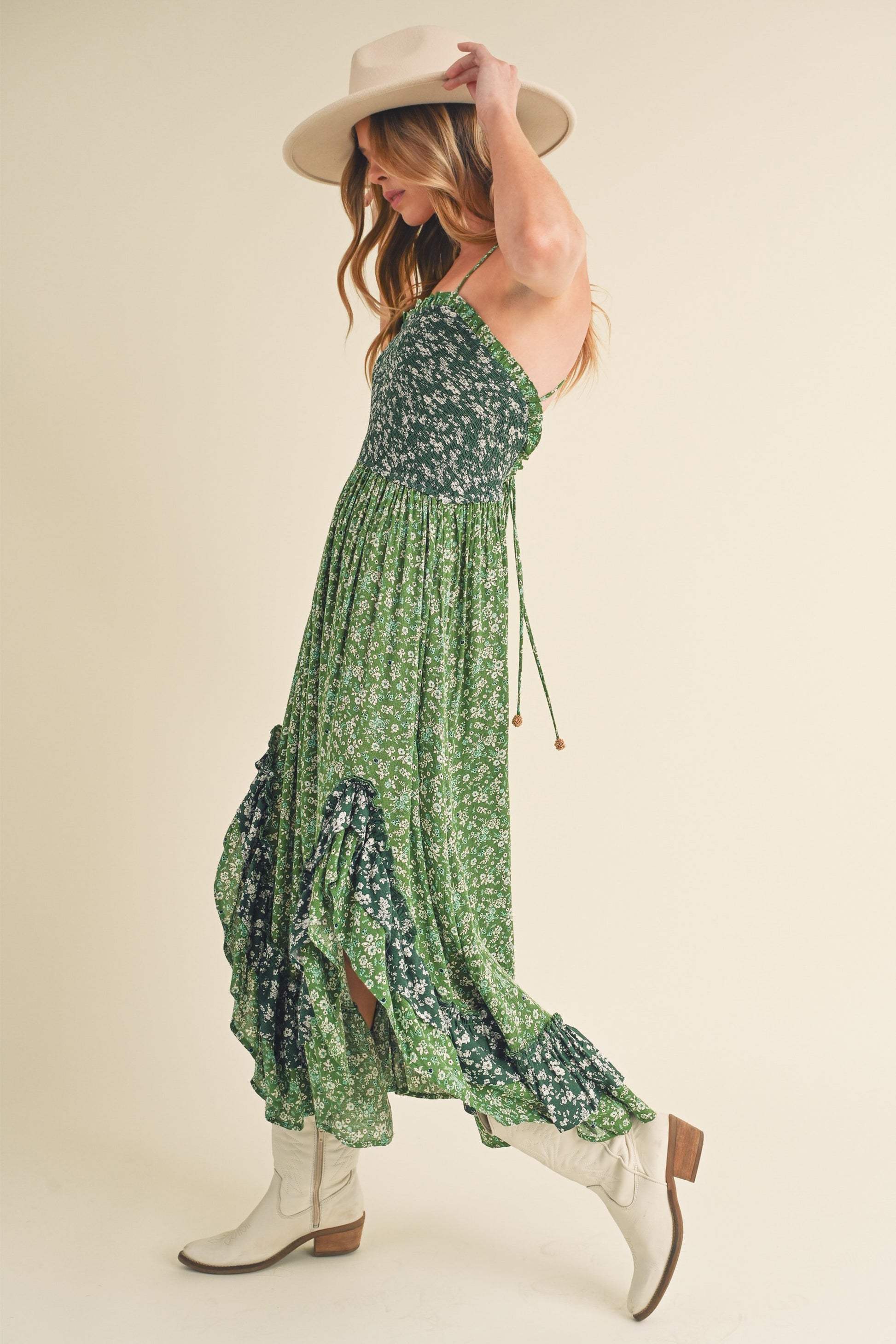 Aemi + Co Ditsy Floral Ruffled Hem Maxi Cami Dress-Chaelisa's New Jammies
