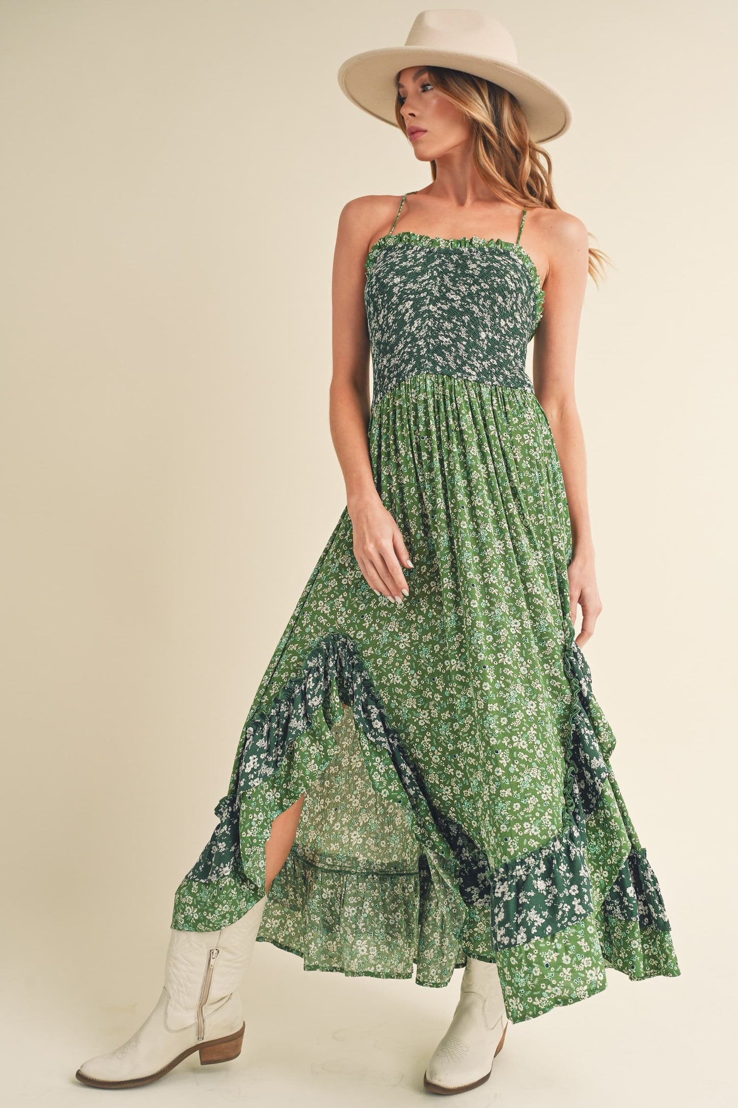 Aemi + Co Ditsy Floral Ruffled Hem Maxi Cami Dress-Chaelisa's New Jammies