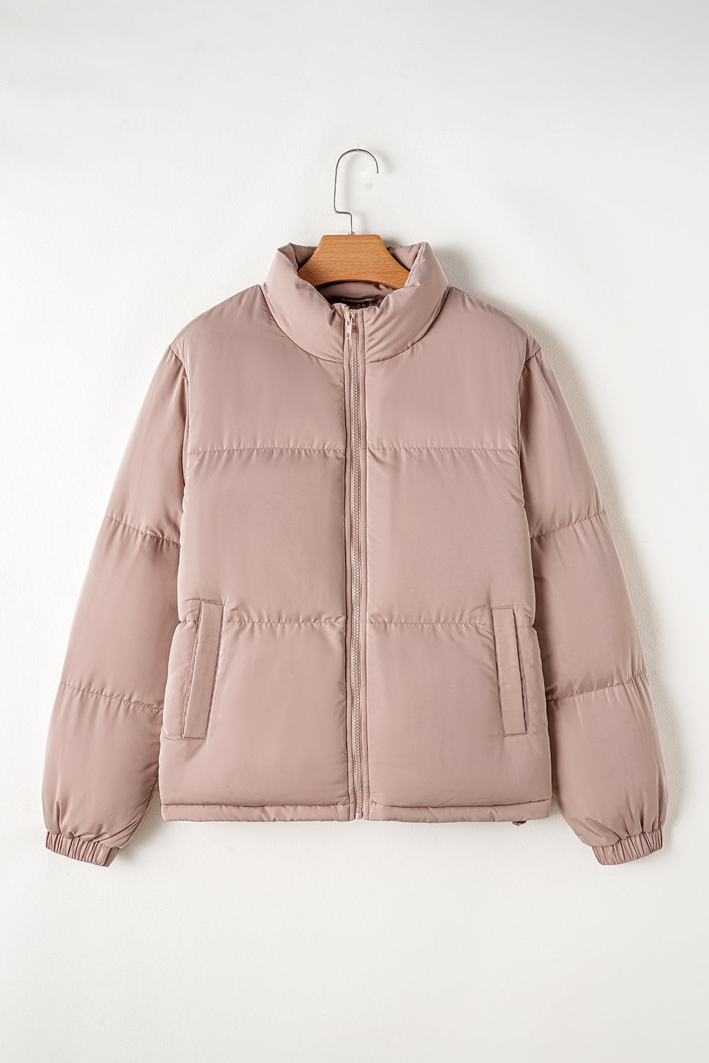 Apricot Pink Full Zipper Quilted Puffer Jacket-Chaelisa's New Jammies