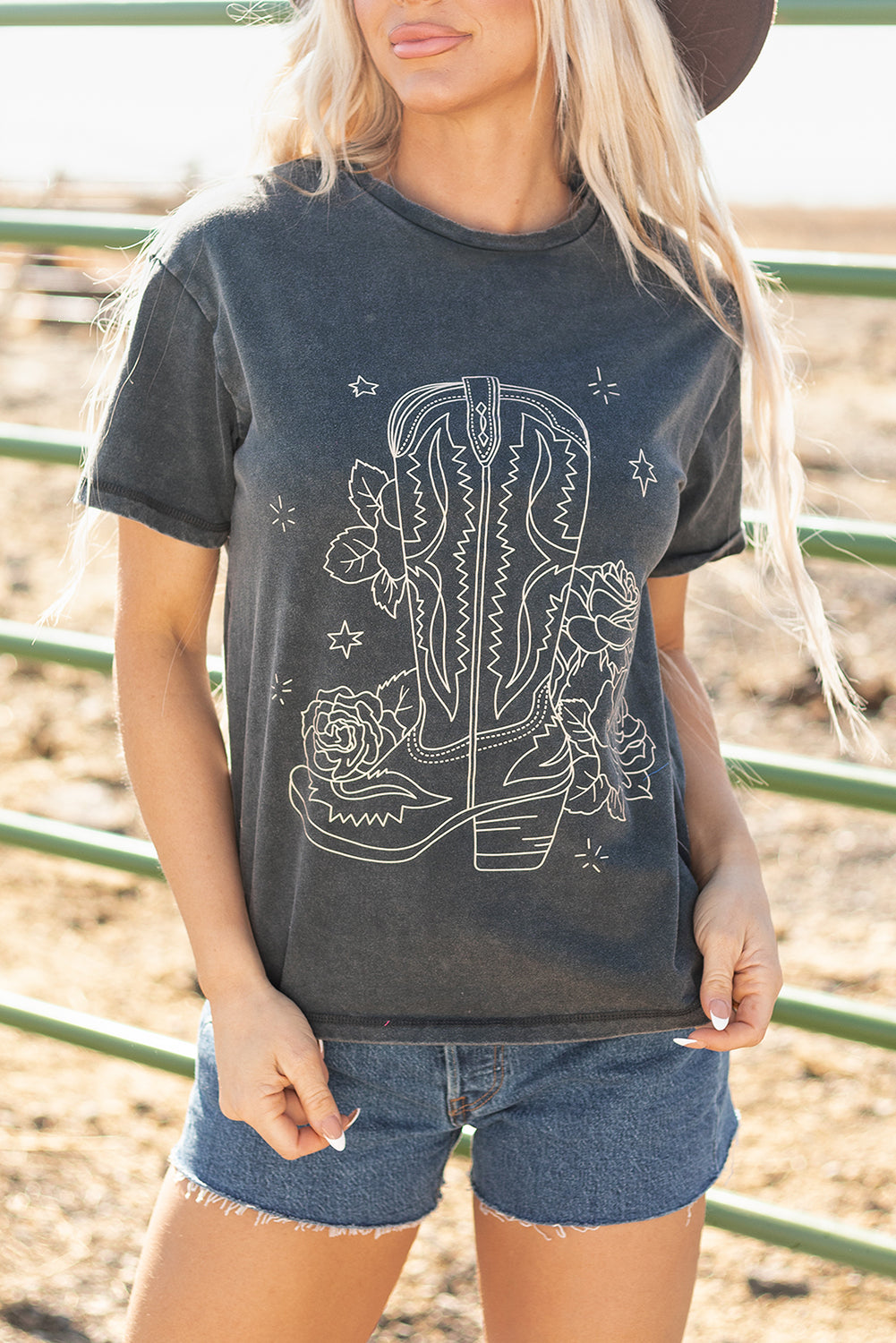 High-Rise Western Cowboy Boots Graphic Tee-Chaelisa's New Jammies