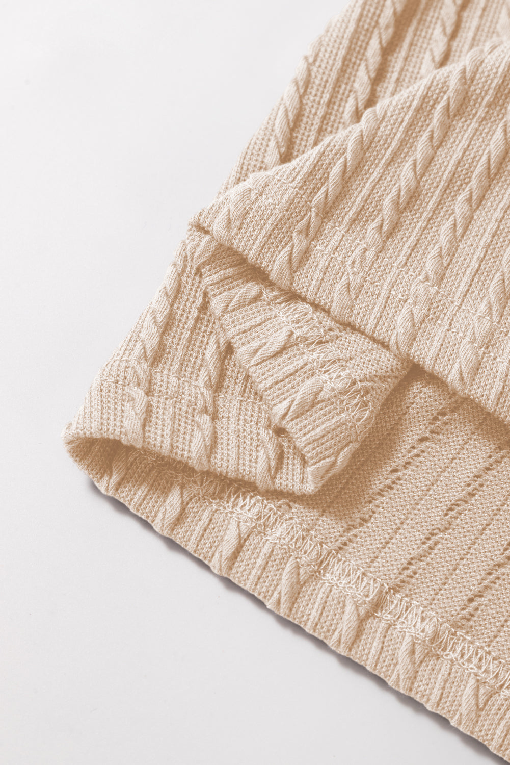 Beige Solid Color Textured Flutter Sleeve Top-Chaelisa's New Jammies