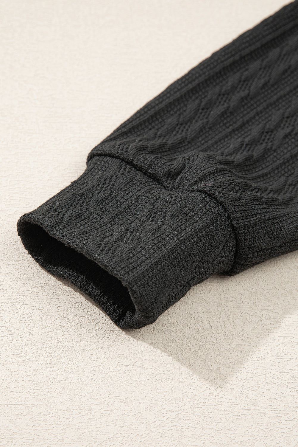 Black Textured Knit Side Pockets Open Front Cardigan-Chaelisa's New Jammies