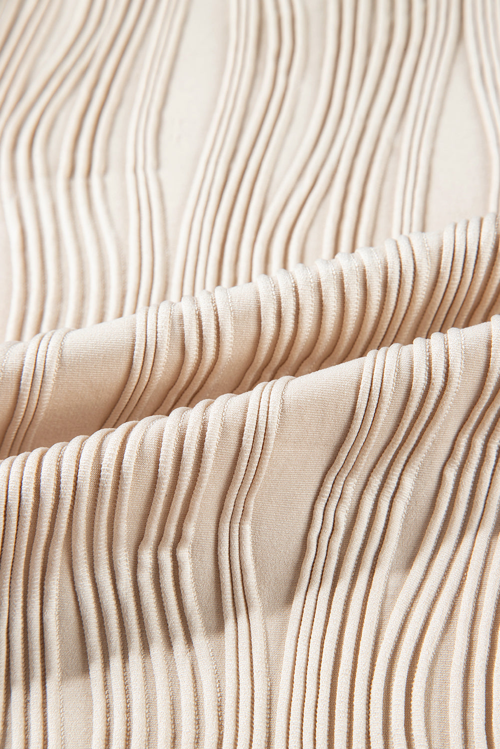 Apricot Textured Wavy Round Neck Long Sleeve Top-Chaelisa's New Jammies