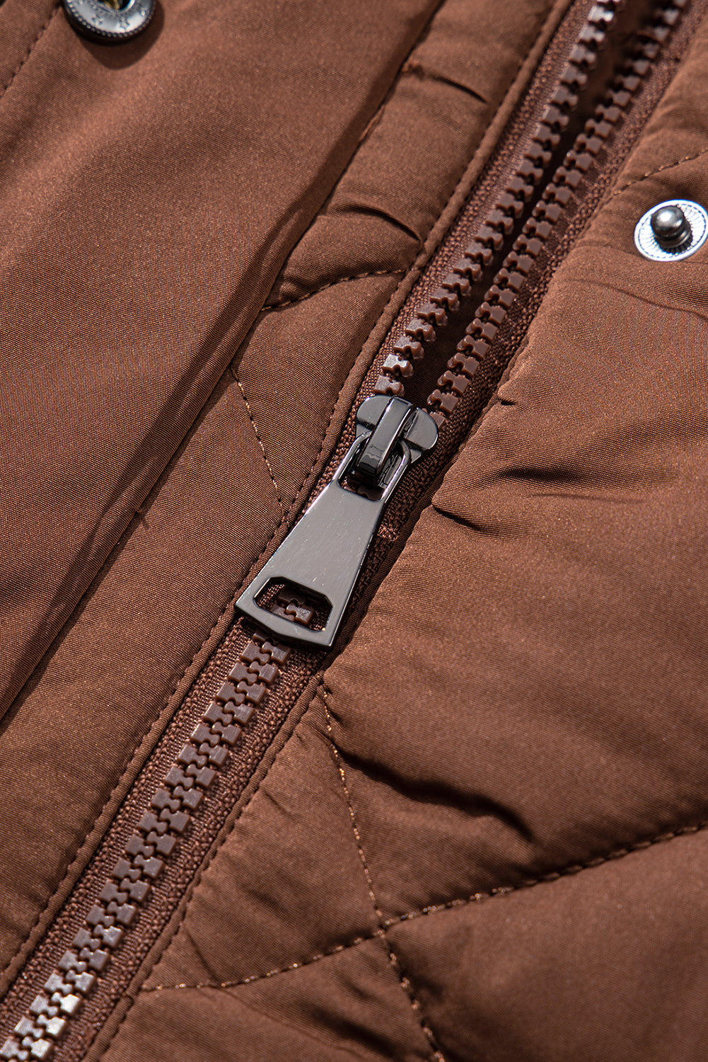Coffee Longline Quilted Stand Collar Puffer Vest-Chaelisa's New Jammies