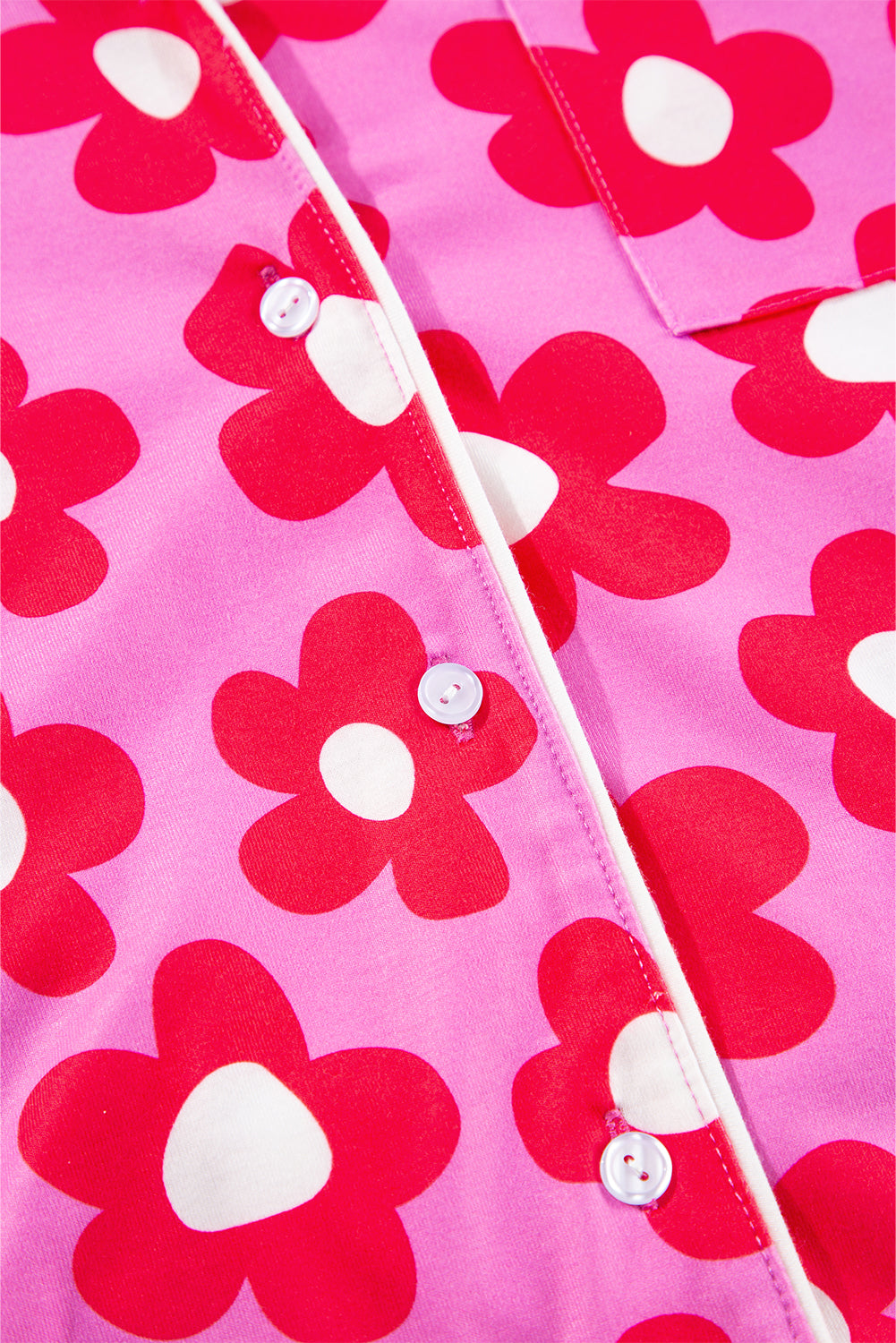 Pink Flower Print Long Sleeve Shirt Shorts Pajamas Set-Chaelisa's New Jammies