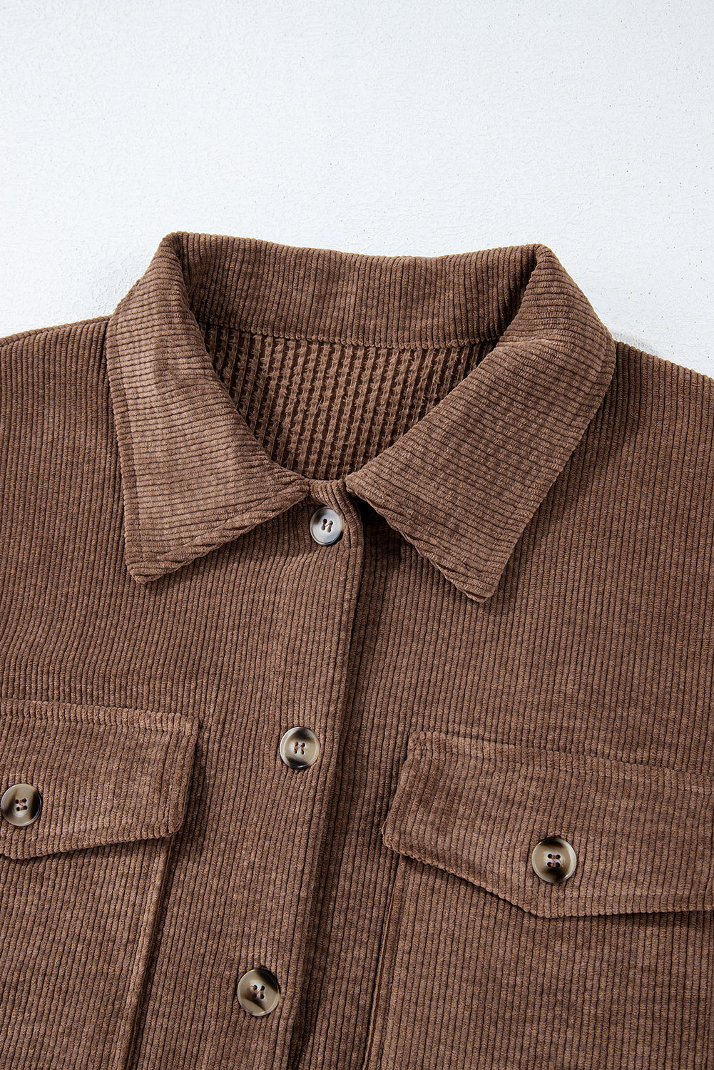 Chestnut Corduroy Flap Pocket Button Up Shacket-Chaelisa's New Jammies