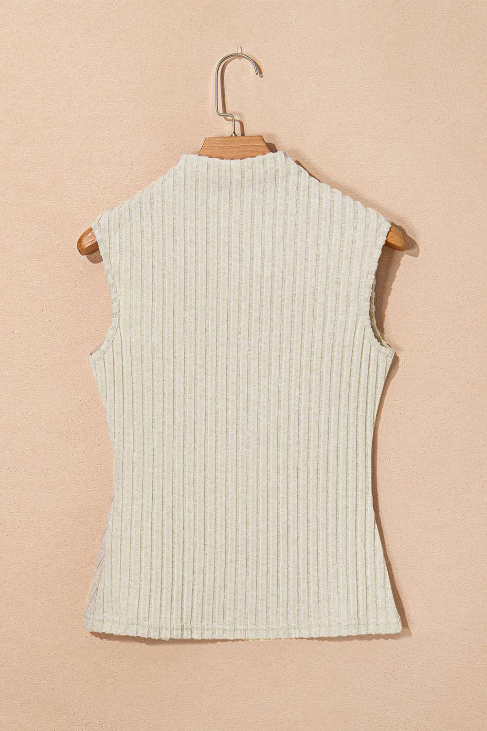 Apricot Ribbed Knit Mock Neck Tank Top-Chaelisa's New Jammies
