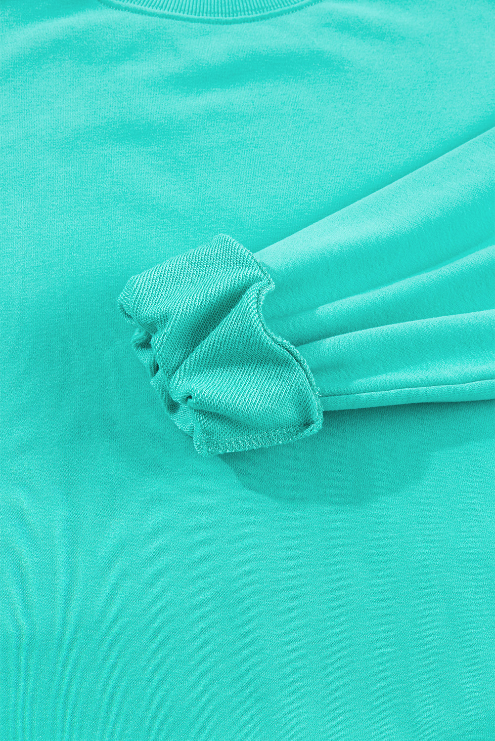 Aruba Blue Plain Drop Shoulder Crewneck Pullover Sweatshirt-Chaelisa's New Jammies