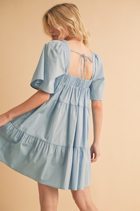 Aemi + Co Square Neck Half Sleeve Tiered Dress-Chaelisa's New Jammies