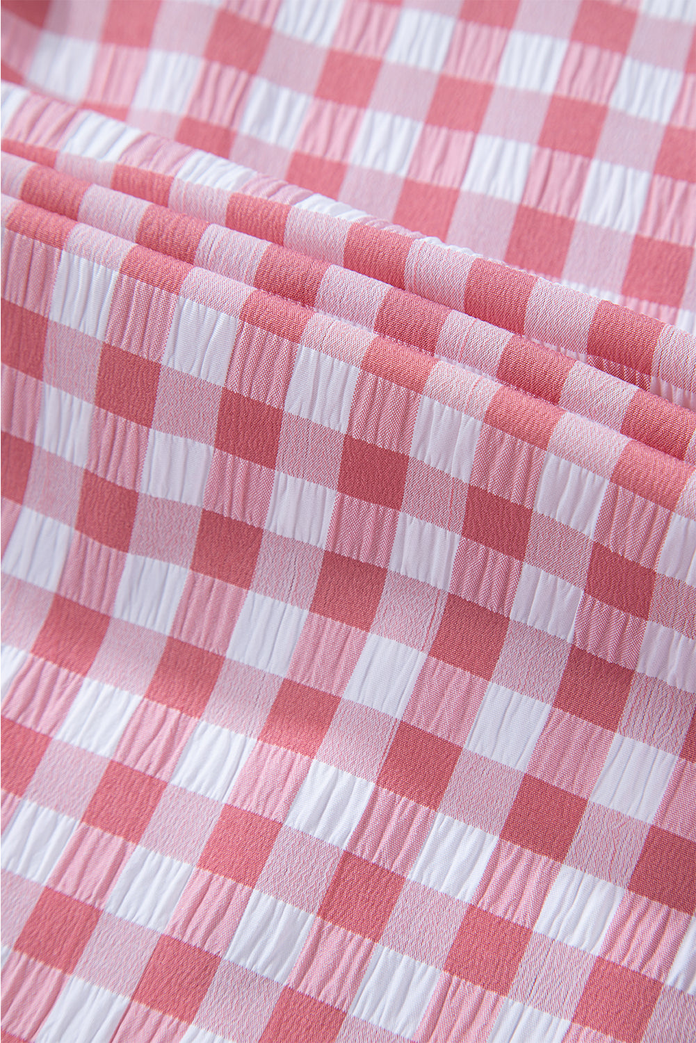 Pink Gingham Print Chest Pockets Buttoned Collared Shirt-Chaelisa's New Jammies