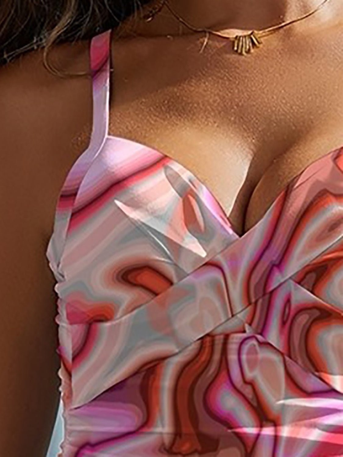 FAM - FAM Printed Sweetheart Neck Spaghetti Strap One - Piece Swimwear - Chaelisa's New Jammies