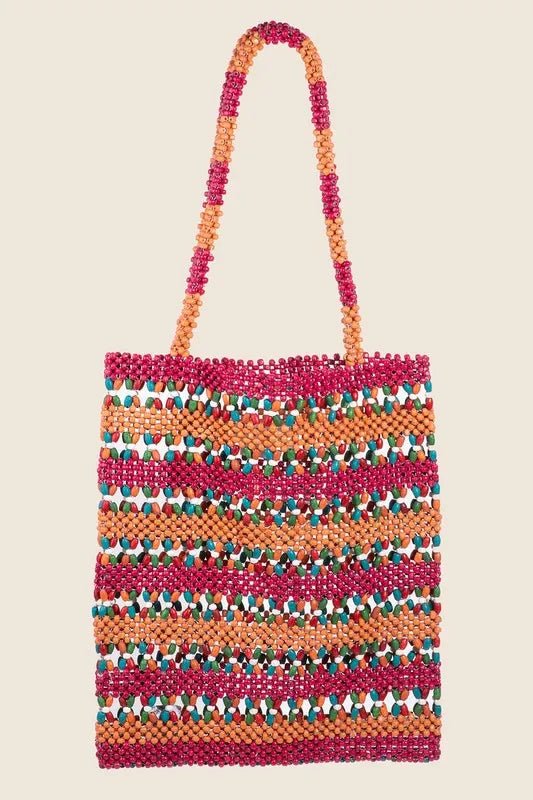 Fame Contrast Wooden Beaded Tote Bag - Chaelisa's New Jammies