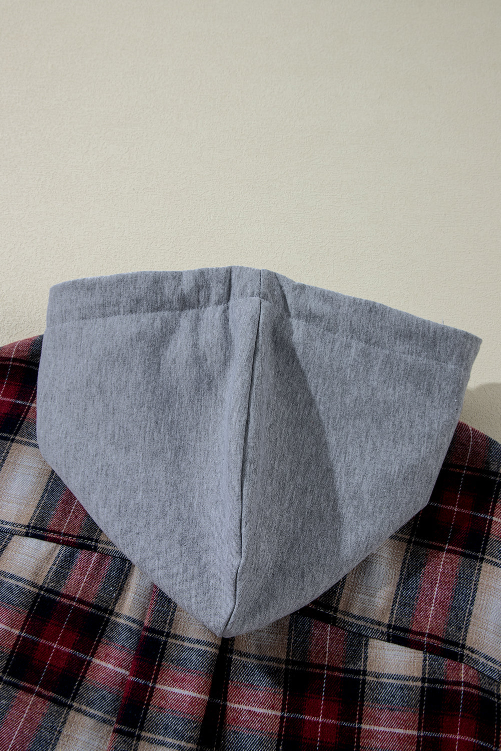 Red Plaid Print Chest Pocket Buttoned Hooded Shacket-Chaelisa's New Jammies