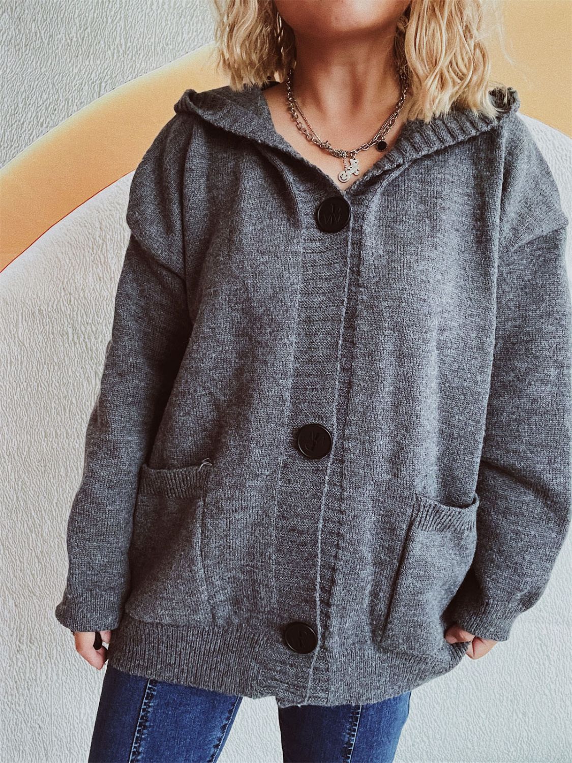Dropped Shoulder Long Sleeve Hooded Cardigan-Chaelisa's New Jammies