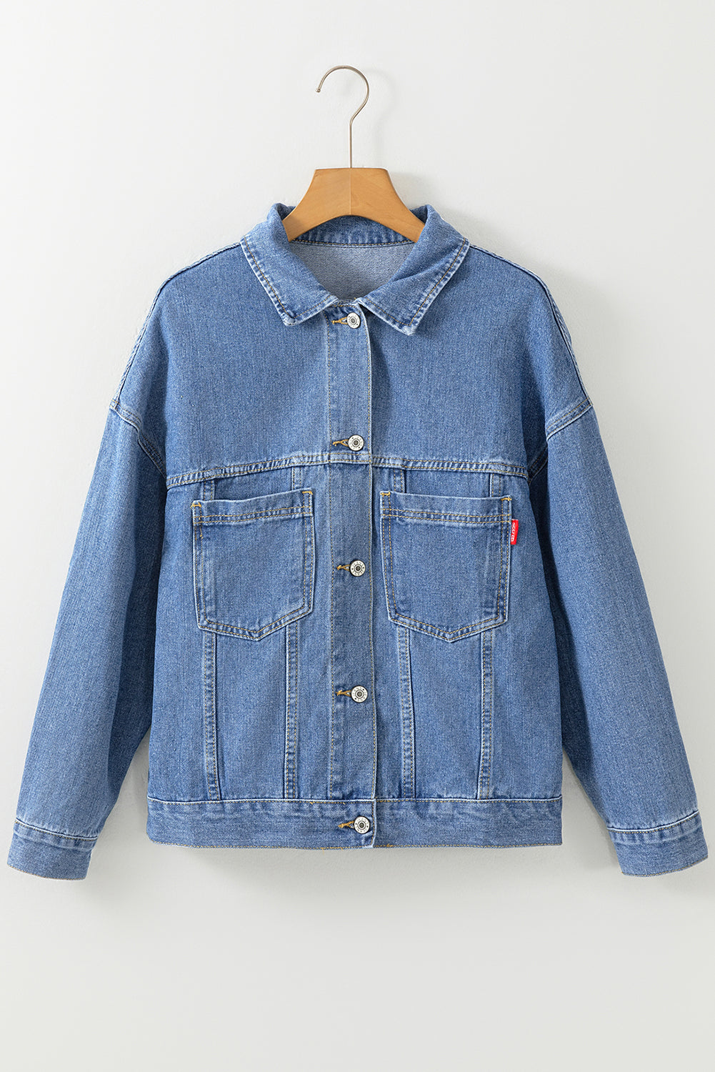 Light Blue Washed Oversize Pocketed Denim Jacket-Chaelisa's New Jammies