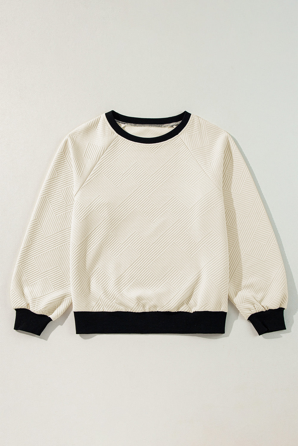 Jet Stream Color Block Edge Raglan Sleeve Crew Neck Textured Top-Chaelisa's New Jammies