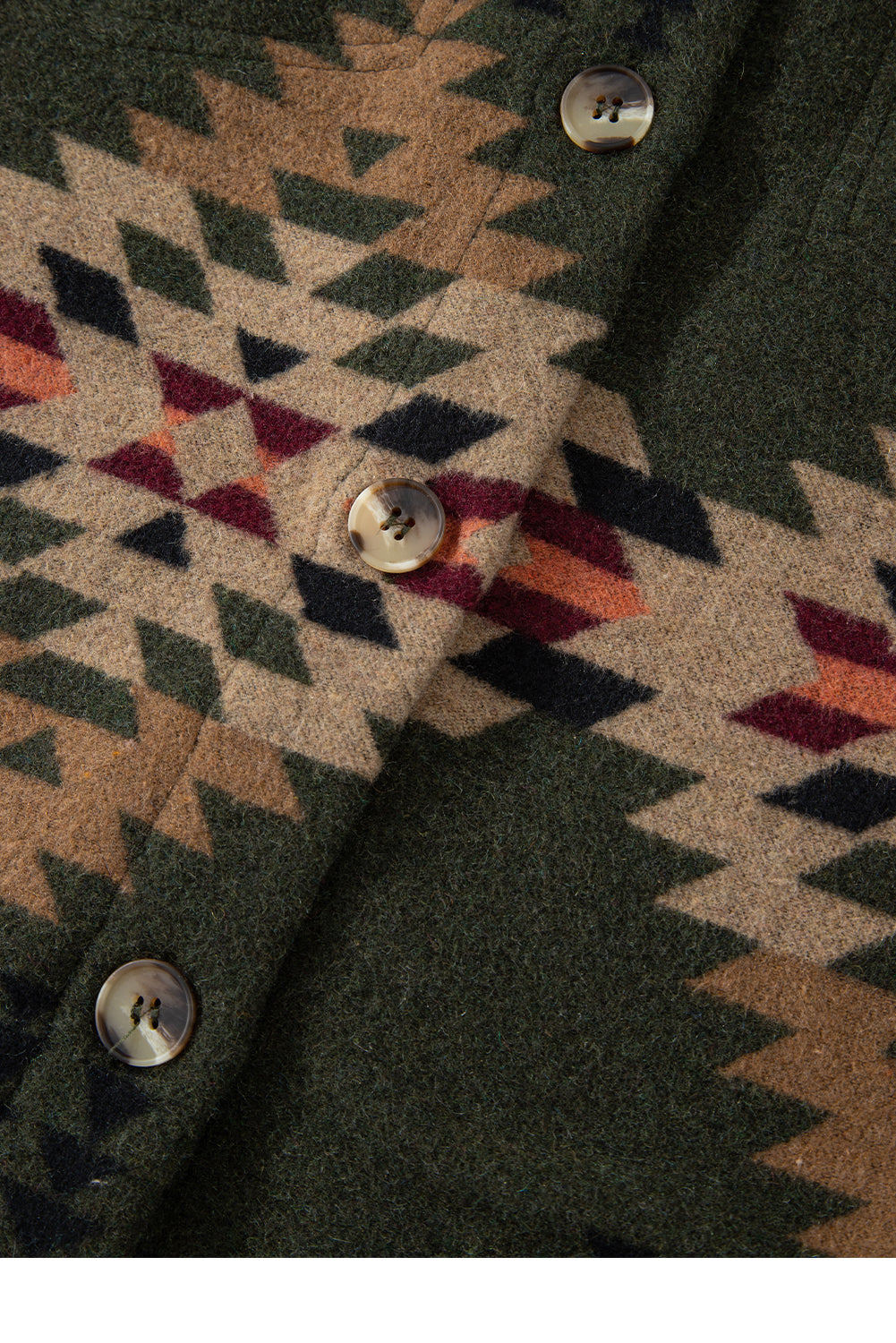 Green Aztec Print Flap Pockets Long Sleeve Shacket-Chaelisa's New Jammies