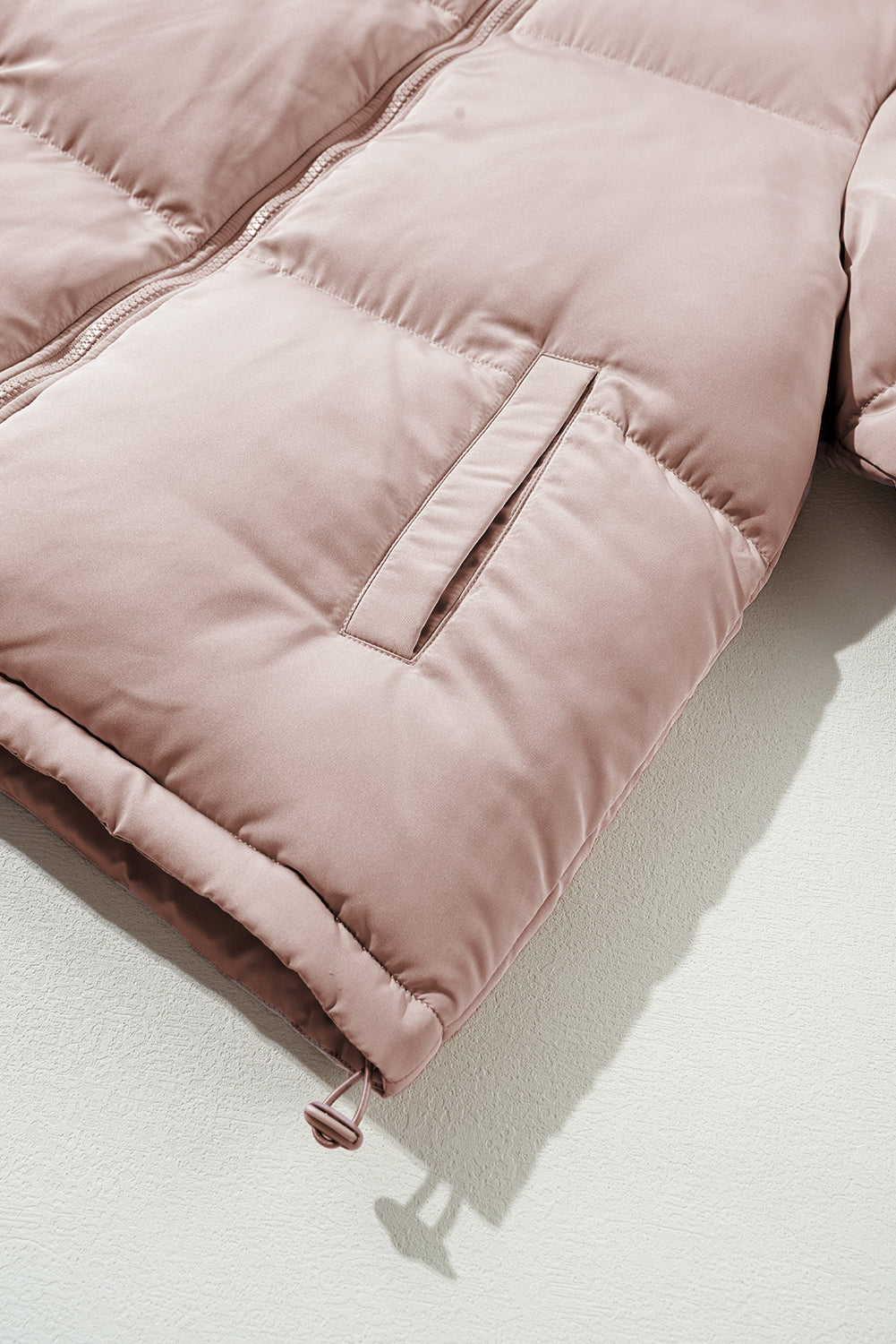 Apricot Pink Full Zipper Quilted Puffer Jacket-Chaelisa's New Jammies