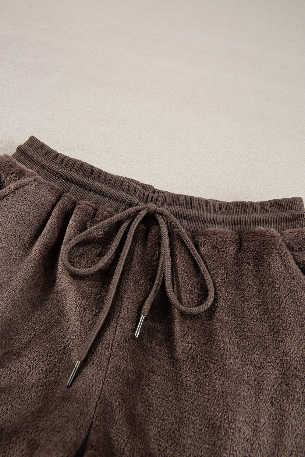 Coffee Solid Loose Fit Two Piece Fleece Lounge Set-Chaelisa's New Jammies