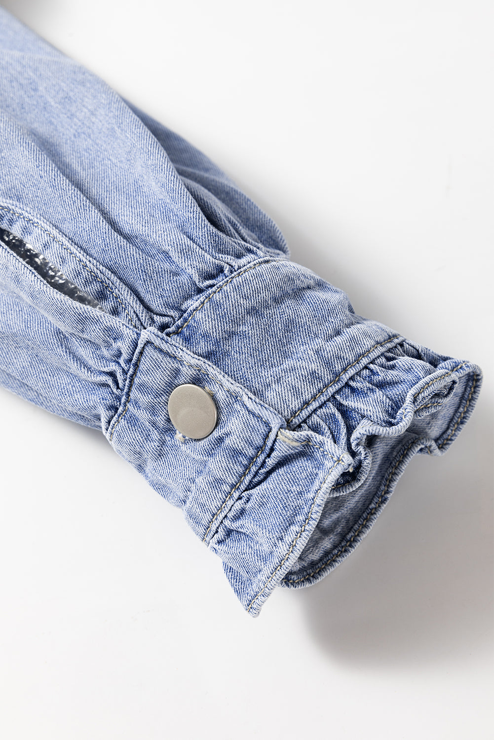 Beau Blue Ruffled Long Sleeve Buttoned Denim Shirt-Chaelisa's New Jammies