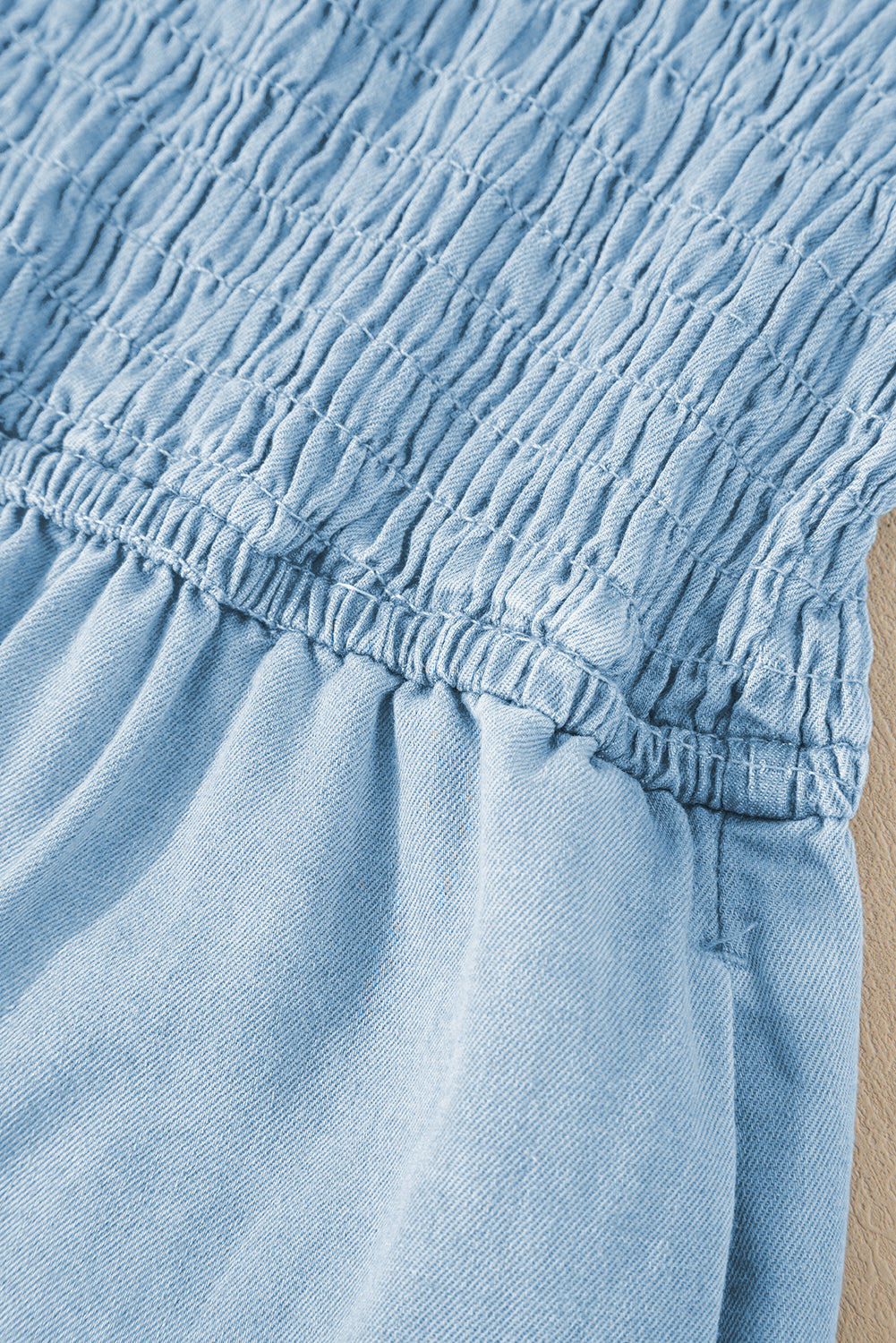 Beau Blue Spaghetti Strap Smocked Denim Romper-Chaelisa's New Jammies