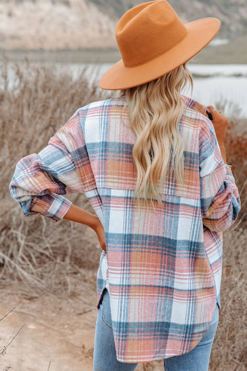 Pink Black/Pink Plaid Flap Pockets Shacket-Chaelisa's New Jammies