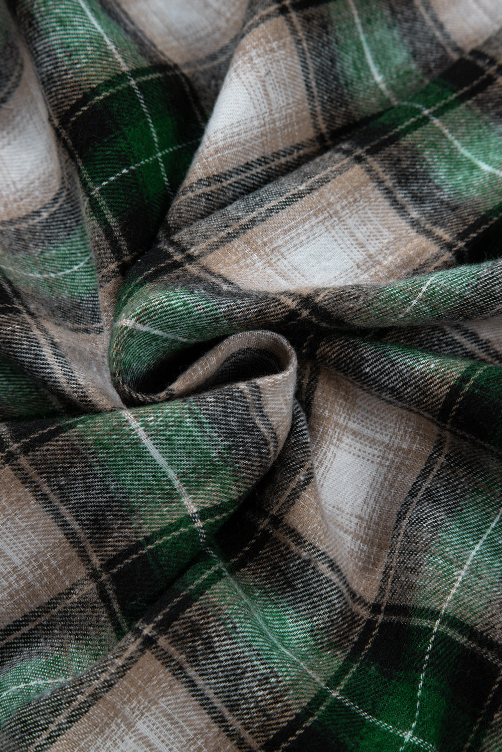 Green Plaid Print Chest Pocket Buttoned Hooded Shacket-Chaelisa's New Jammies