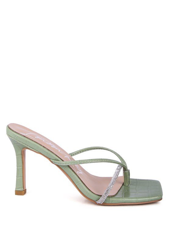 FETISH CROC RHINESTONE SLIDER SANDALS - Chaelisa's New Jammies