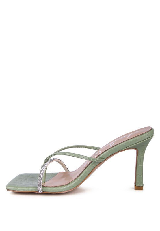 FETISH CROC RHINESTONE SLIDER SANDALS - Chaelisa's New Jammies