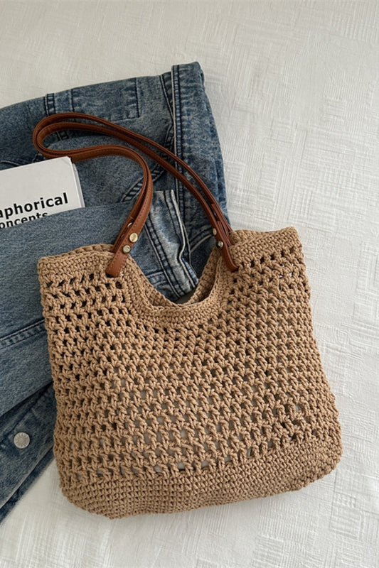 Openwork Woven Tote Bag-Chaelisa's New Jammies