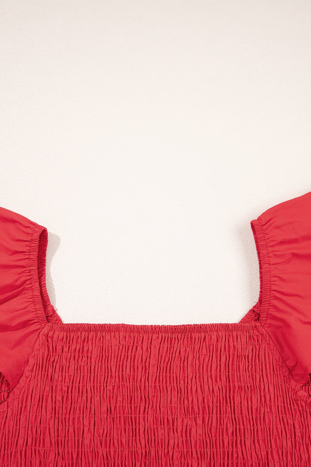 Fiery Red V Neck Flutter Sleeve Smocked Bodice High Waist Ruffle Maxi Dress - Chaelisa's New Jammies