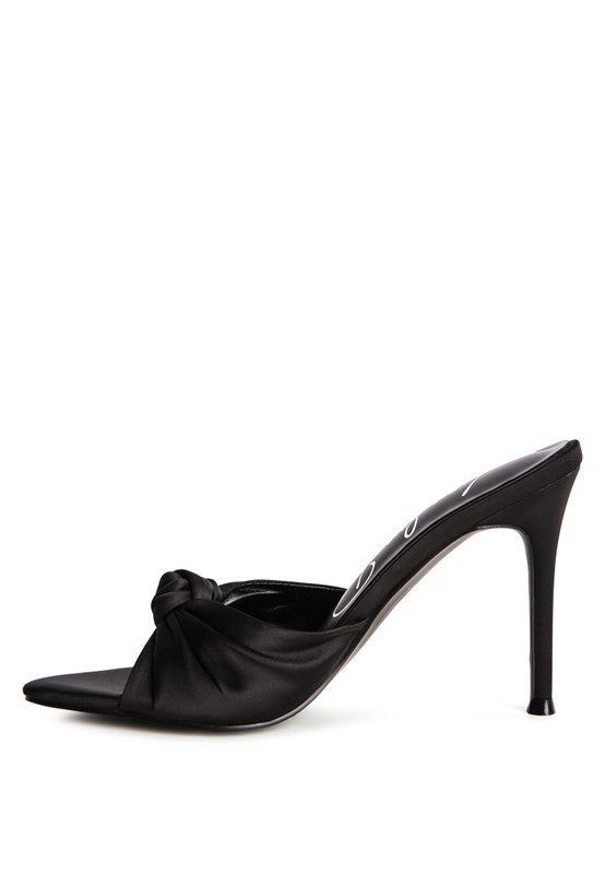 FIRST CRUSH SATIN KNOT HIGH HEELED SANDALS - Chaelisa's New Jammies