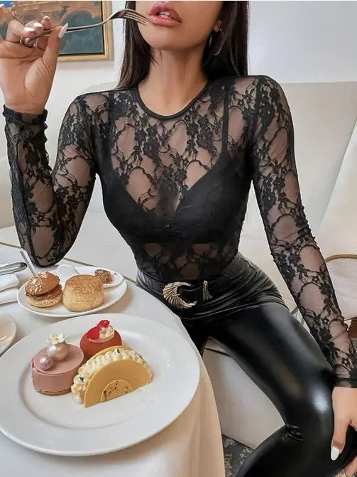 Floral Lace Mesh Long Sleeve - Chaelisa's New Jammies