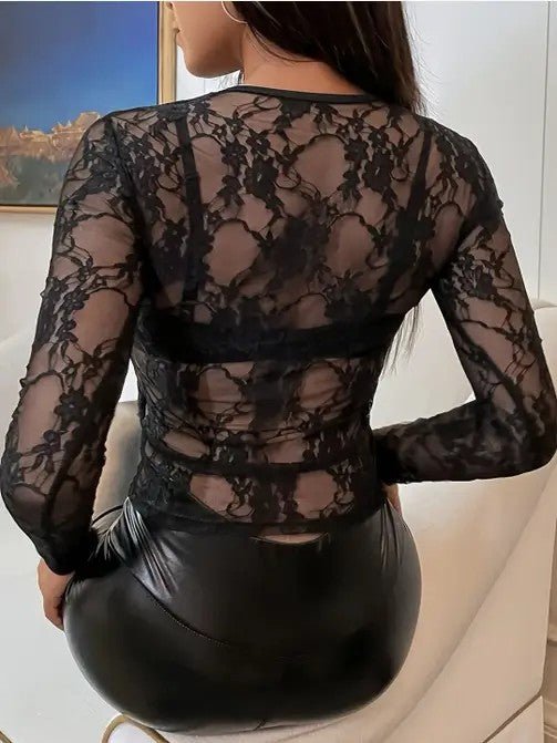 Floral Lace Mesh Long Sleeve - Chaelisa's New Jammies