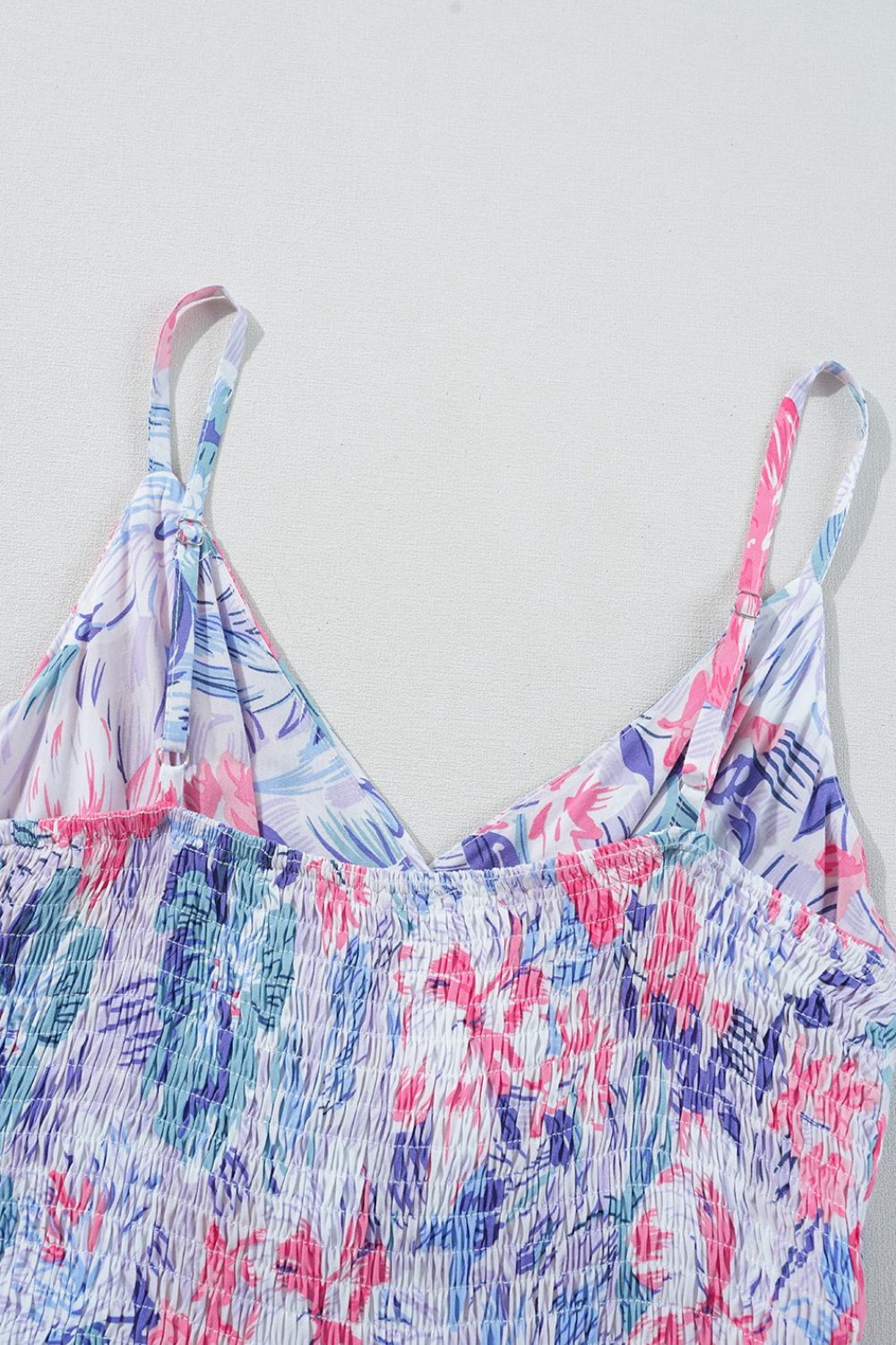 Floral Spaghetti Strap Surplice Neck Shirred Waist Mini Dress - Chaelisa's New Jammies