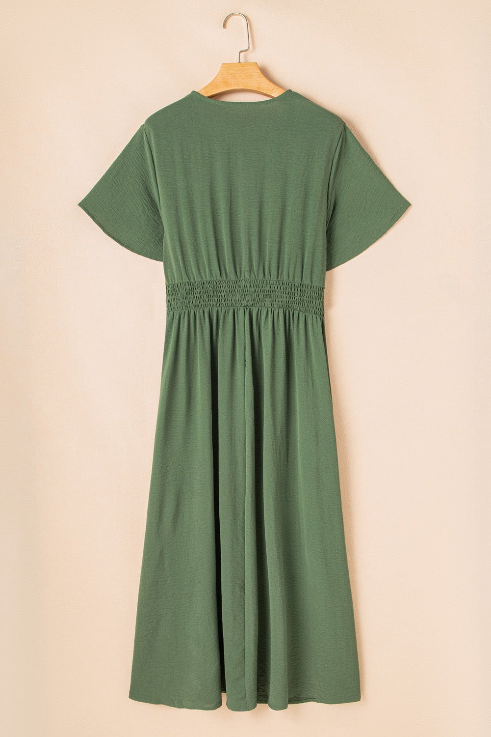 Four Leaf Clover Surplice Neckline Shirred High Waist Plus Size Maxi Dress - Chaelisa's New Jammies