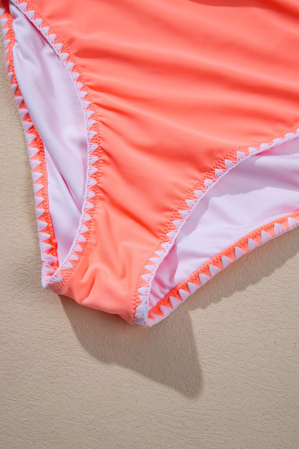 Fresh Salmon Contrast Trim Ruffled Peplum Top Tankini Swimsuit - Chaelisa's New Jammies