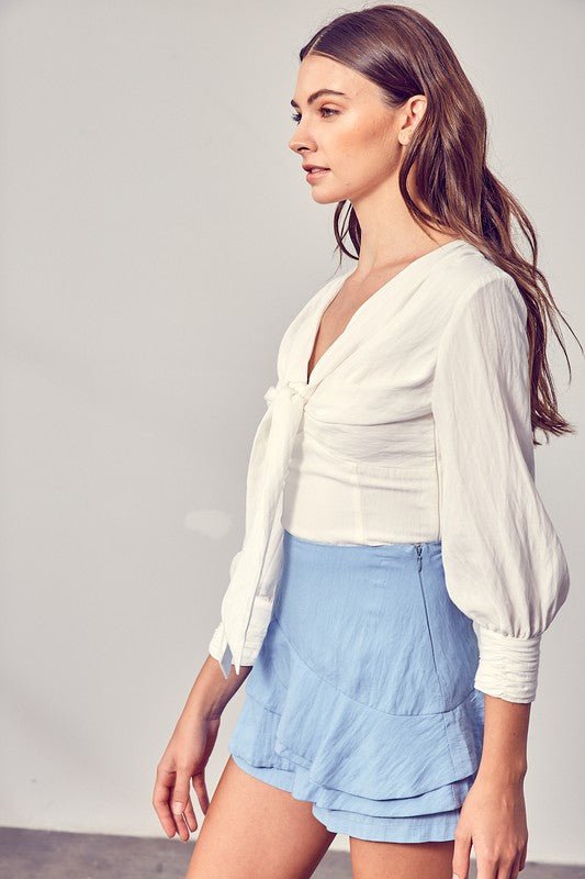 Front Tie Long Sleeve Top - Chaelisa's New Jammies